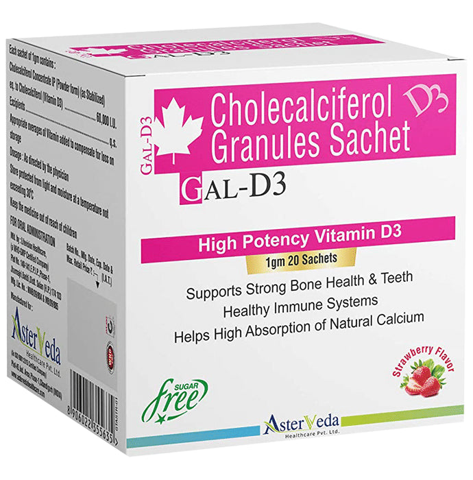 Asterveda Gal-D3 Sachet (1gm Each) Strawberry - Classic Derma