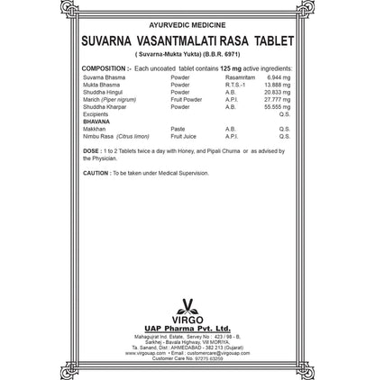 Virgo Suvarna Vasant Malati Rasa Tablet