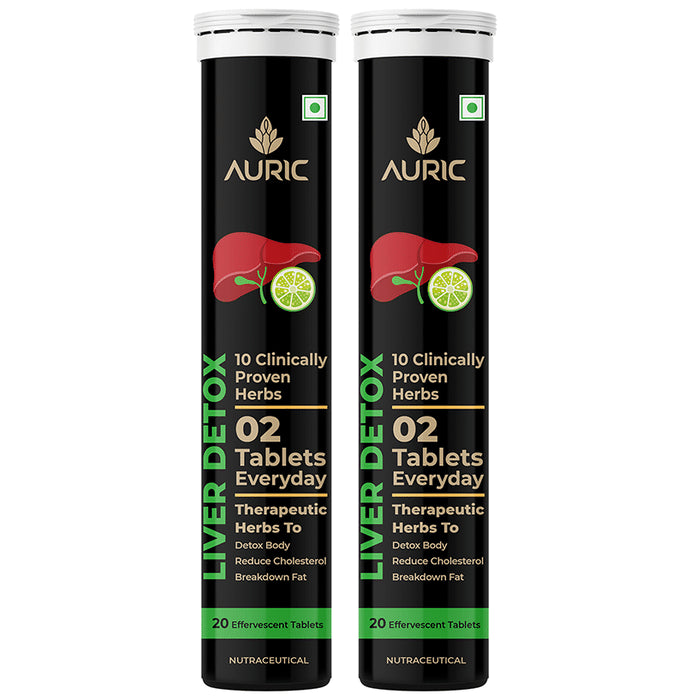 Auric Liver Detox Effervescent Tablet with Ayurvedic Herbs (20 Each) - Classic Derma