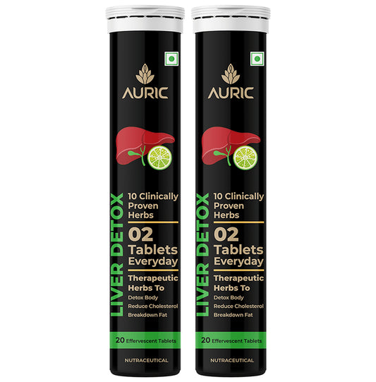 Auric Liver Detox Effervescent Tablet with Ayurvedic Herbs (20 Each) - Classic Derma