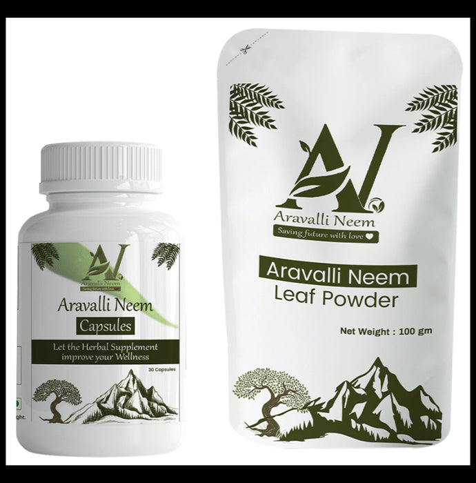 Aravalli Neem Combo Pack of Capsule 30 & Leaf Powder 100gm - Classic Derma
