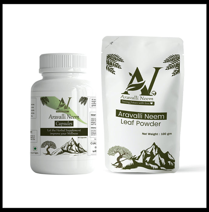 Aravalli Neem Combo Pack of Capsule 60 & Leaf Powder 100gm - Classic Derma