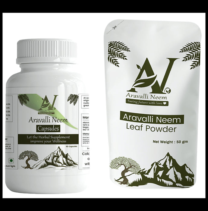 Aravalli Neem Combo Pack of Capsule 60 & Leaf Powder 50gm - Classic Derma