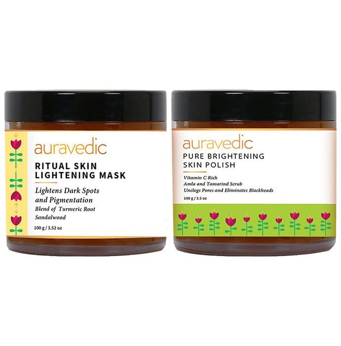 Auravedic Combo Pack of Ritual Skin Lightening Mask & Pure Brightening Skin Polish (100gm Each) - Classic Derma
