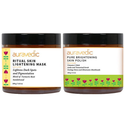 Auravedic Combo Pack of Ritual Skin Lightening Mask & Pure Brightening Skin Polish (100gm Each) - Classic Derma