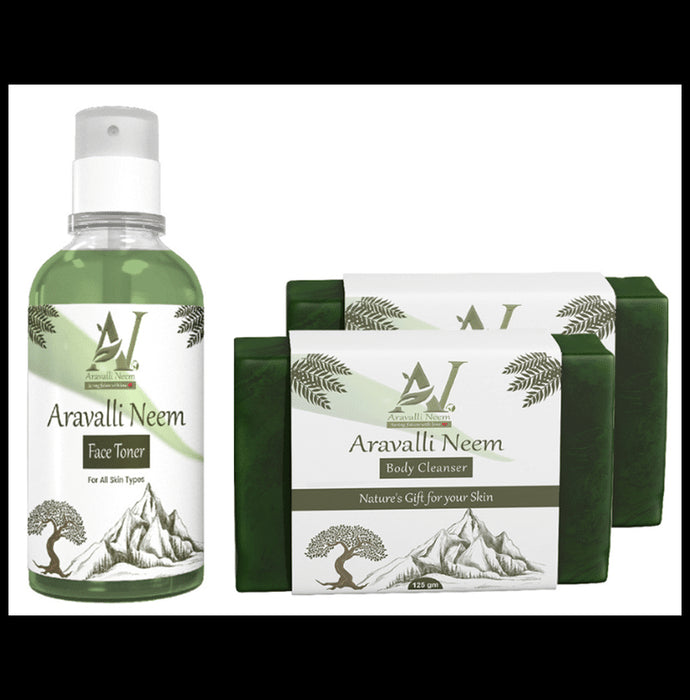 Aravalli Neem Combo Pack of Face Toner 100ml& Body Cleanser (125gm Each) - Classic Derma