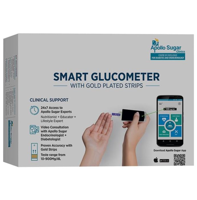 Apollo Sugar Glucome Glucometer with 25 Glucome Strips - Classic Derma