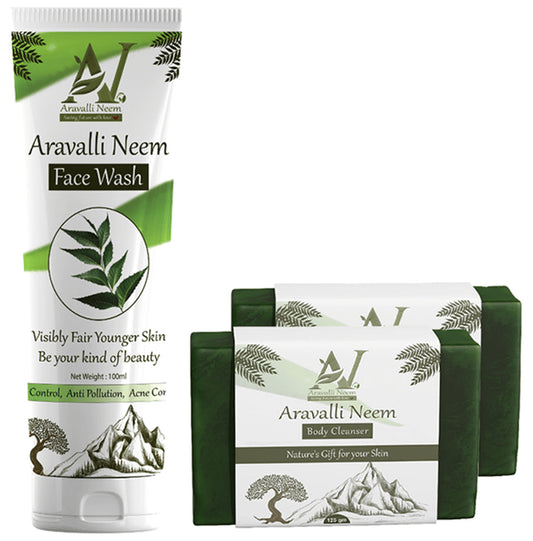 Aravalli Neem Combo Pack of Face Wash 100ml & Body Cleanser (125gm Each) - Classic Derma