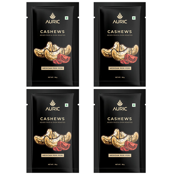 Auric Oven Roasted Cashew (50gm Each) Mexican Peri Peri - Classic Derma
