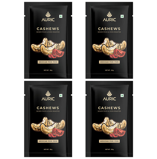 Auric Oven Roasted Cashew (50gm Each) Mexican Peri Peri - Classic Derma