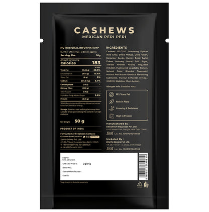 Auric Oven Roasted Cashew (50gm Each) Mexican Peri Peri