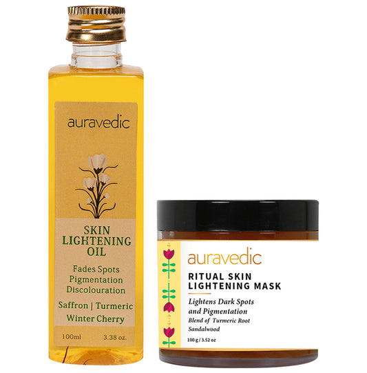 Auravedic Combo Pack of Skin Lightening Oil (100ml) & Ritual Skin Lightening Mask (100gm) - Classic Derma