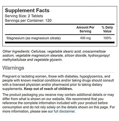Vitacost Magnesium Citrate 400mg Tablet