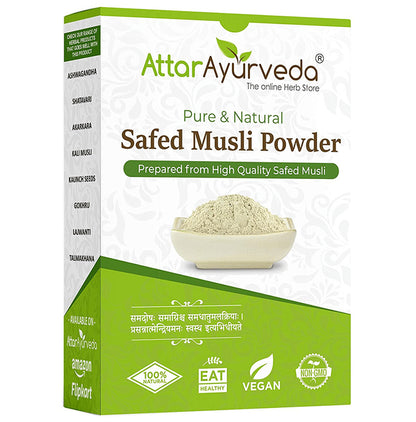 Attar Ayurveda Pure and Natural Safed Musli Powder - Classic Derma