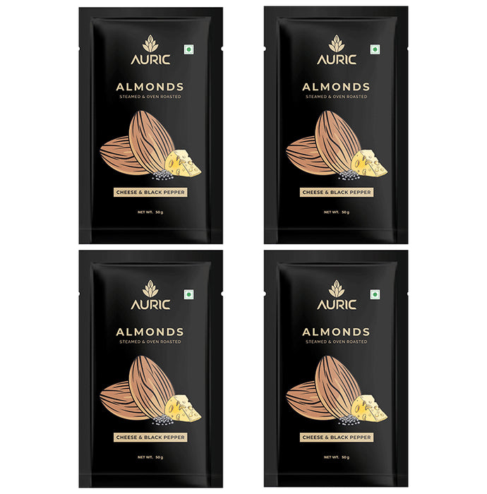 Auric Oven Roasted Smoky Almonds (50gm Each) Cheese & Black Pepper - Classic Derma