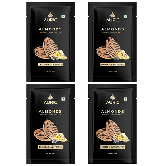Auric Oven Roasted Smoky Almonds (50gm Each) Cheese & Black Pepper - Classic Derma