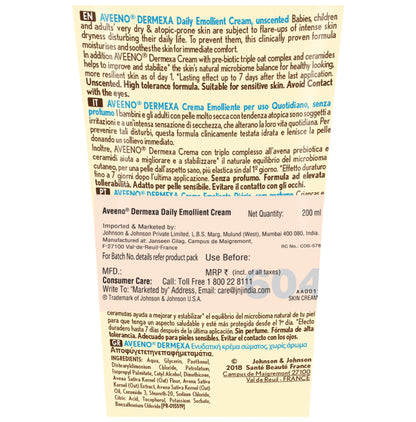 Aveeno Dermexa Cream | Soothes & Protects Atopic-Prone, Itchy & Very Dry Skin