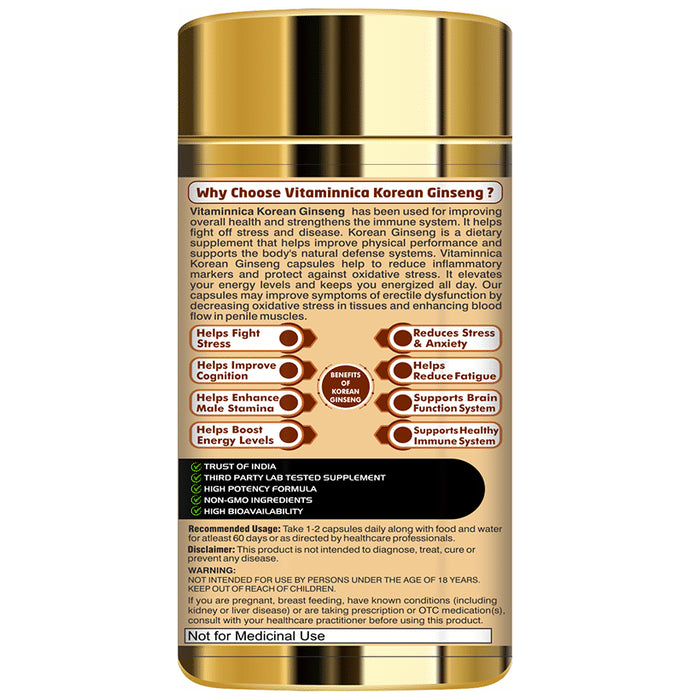 Vitaminnica 100% Natural Korean Gingseng Veg capsule