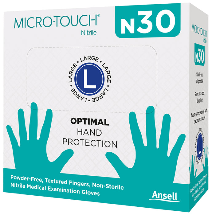 Ansell Micro-Touch N30 Nitrile Gloves (30 Each) Large - Classic Derma