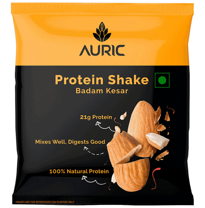 Auric Protein Shake Sachet (36gm Each) Badam Kesar - Classic Derma
