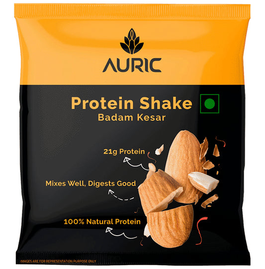 Auric Protein Shake Sachet (36gm Each) Badam Kesar - Classic Derma
