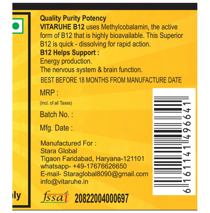 Vitaruhe Vitamin B12 High Dose Sublingual tablet