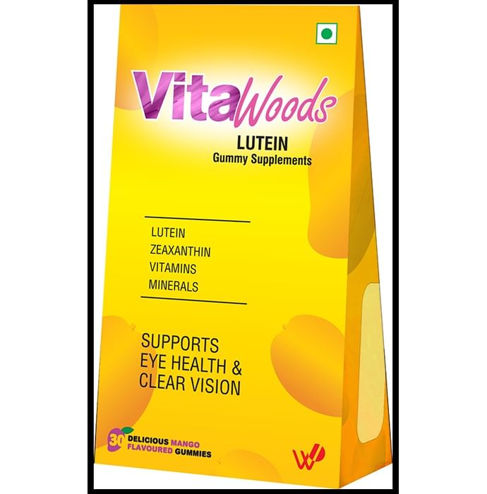 Vitawoods Lutein with Zeaxanthin, Vitamins & Minerals for Eye Health & Vision | Flavour Delicious Mango Gummy - Classic Derma