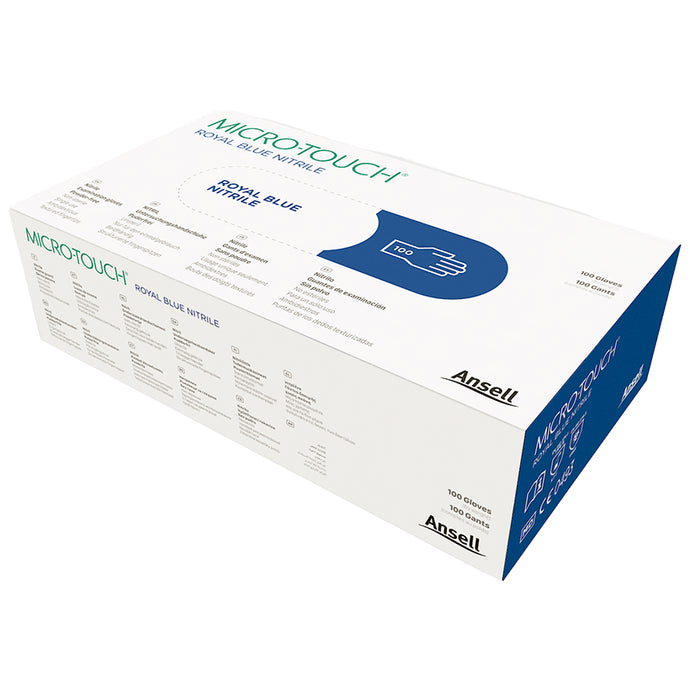 Ansell Micro-Touch Nitrile Gloves (100 Each) Royal Blue Small - Classic Derma