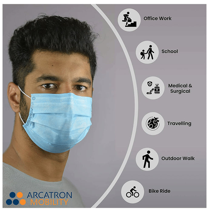 Arcatron Mobility Universal Disposable 3 Ply Face Mask with Meltblown Filter (50 Each) - Classic Derma