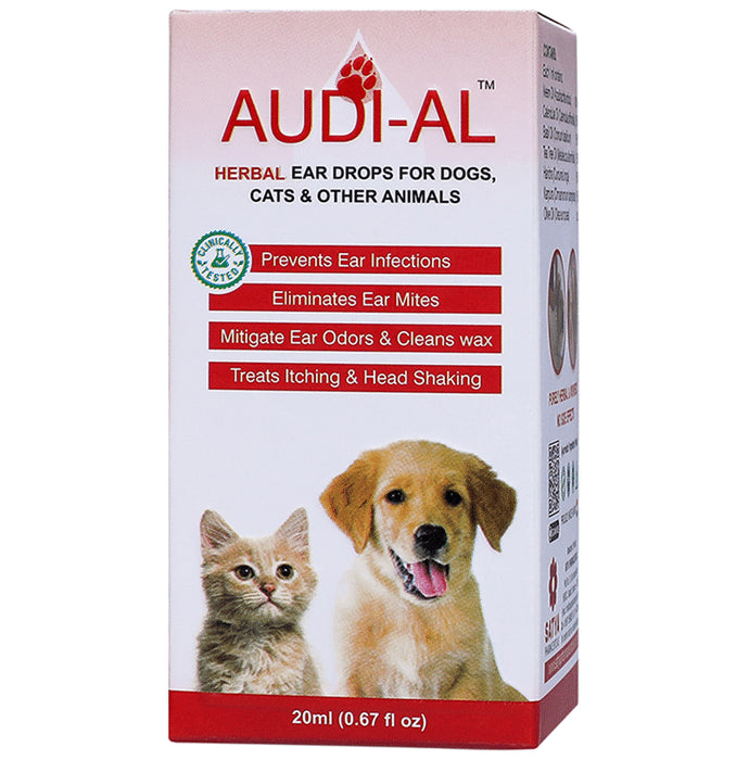 Audi-Al Herbal Ear Drops for Dogs, Cats & Other Animals - Classic Derma