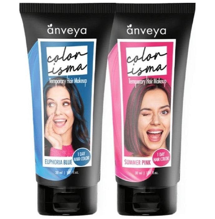 Anveya Colorisma 1 Day Temporary Hair Color (30ml Each) Euphoria Blue & Summer Pink - Classic Derma