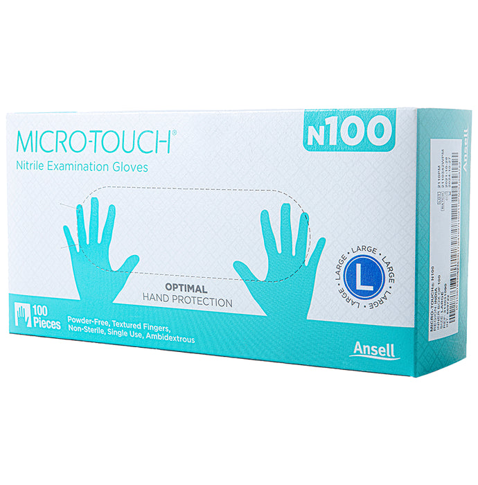 Ansell N 100 Micro-Touch Nitrile Examination Gloves (100 Each) Large - Classic Derma