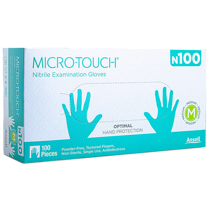 Ansell N 100 Micro-Touch Nitrile Examination Gloves (100 Each) Medium - Classic Derma