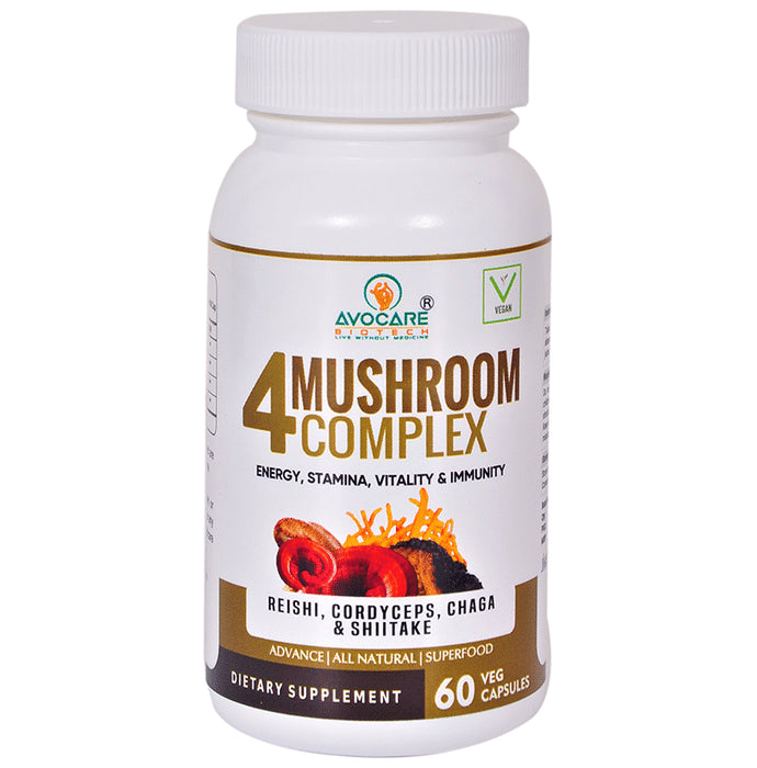 Avocare Biotech 4 Mushroom Complex Veg Capsule - Classic Derma