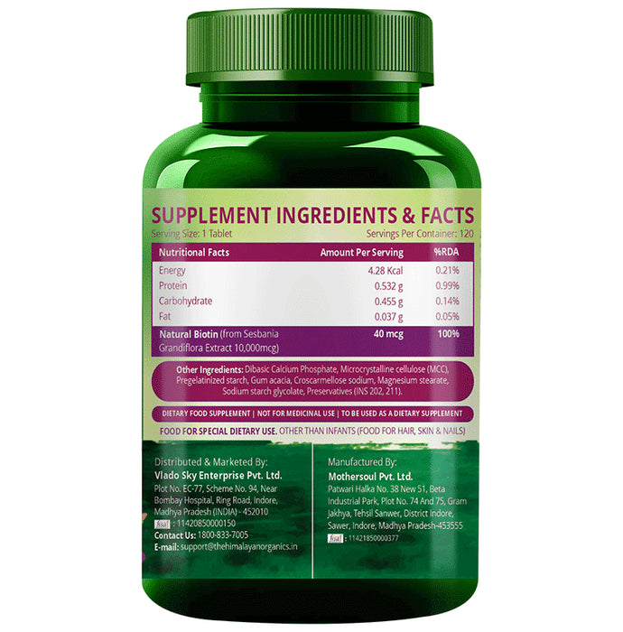 Vlado's Himalayan Organics Biotin 10,000Mcg for Hair Growth Tablet