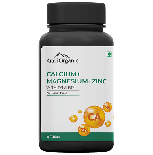 Aravi Organic Calcium + Magnesium + Zinc with D3 & B12 Tablet - Classic Derma