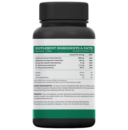 Aravi Organic Calcium + Magnesium + Zinc with D3 & B12 Tablet