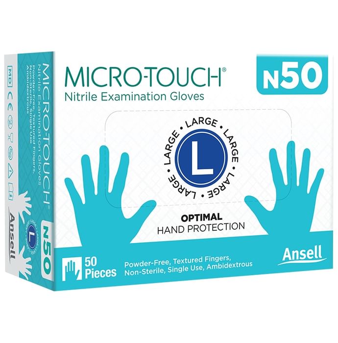 Ansell N50 Micro-Touch Nitrile Examination Gloves(50 Each) Large - Classic Derma