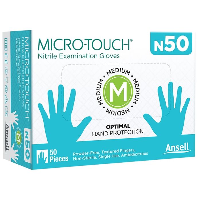 Ansell N50 Micro-Touch Nitrile Examination Gloves(50 Each) Medium - Classic Derma