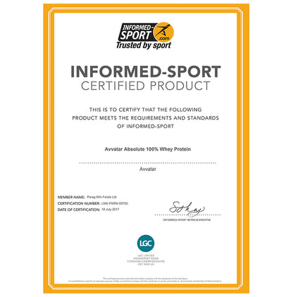 Avvatar Absolute 100% Whey Protein Belgian Chocolate