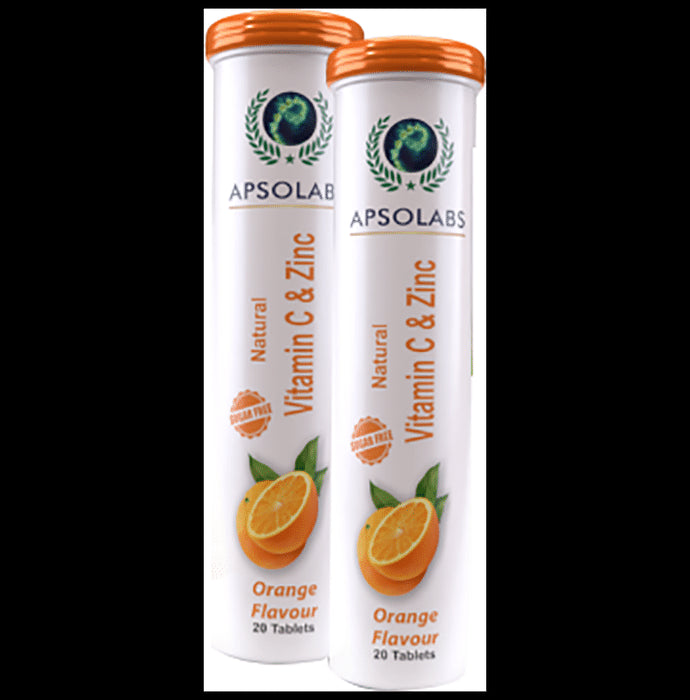 Apsolabs Natural Vitamin C & Zinc Effervescent Tablet Sugar Free Orange - Classic Derma