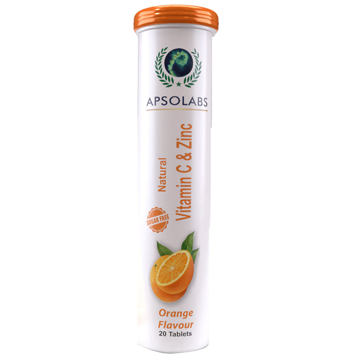Apsolabs Natural Vitamin C & Zinc Effervescent Tablet Sugar Free Orange