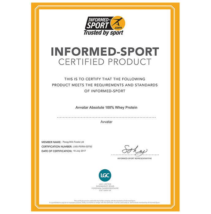 Avvatar Absolute 100% Whey Protein Belgian Chocolate