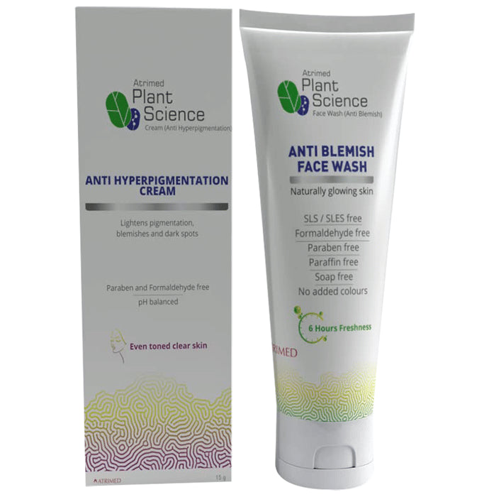 Atrimed Plant Science Combo Pack of Anti Hyperpigmentation Cream (15gm) and Anti Blemish Face Wash (50ml) - Classic Derma