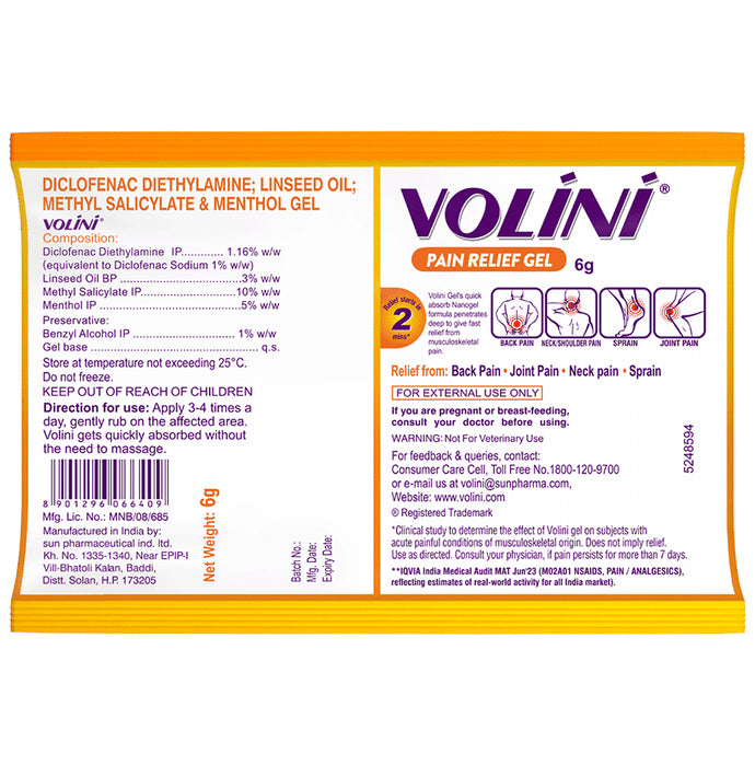 Volini Pain Relief Gel for Sprain, Muscle, Joint, Neck & Low Back Pain | Bone, Joint & Muscle Care