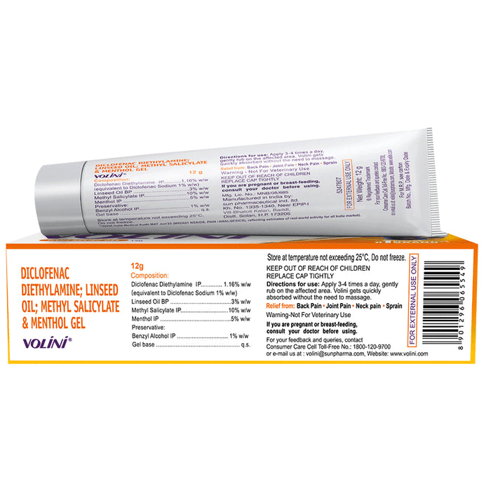 Volini Pain Relief Gel for Sprain, Muscle, Joint, Neck & Low Back Pain | Bone, Joint & Muscle Care