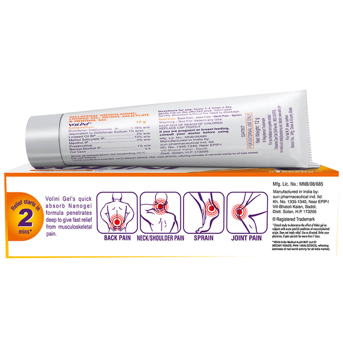 Volini Pain Relief Gel for Sprain, Muscle, Joint, Neck & Low Back Pain | Bone, Joint & Muscle Care