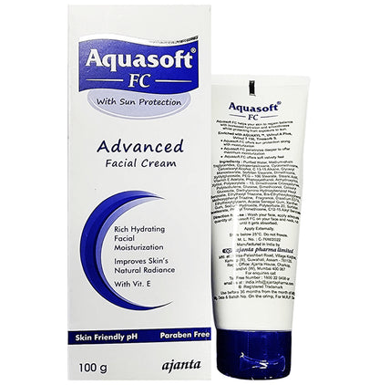 Aquasoft FC Advanced Facial Cream with Sun Protection | Paraben-Free Face Care Product with Vitamin E
