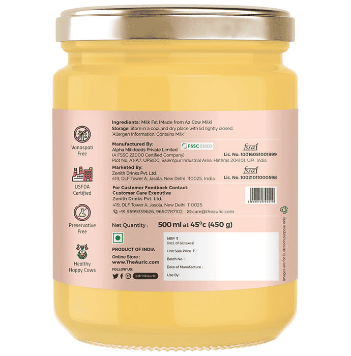 Auric A2 Desi Cow Ghee (500ml Each)