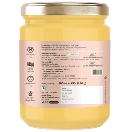 Auric A2 Desi Cow Ghee (500ml Each)